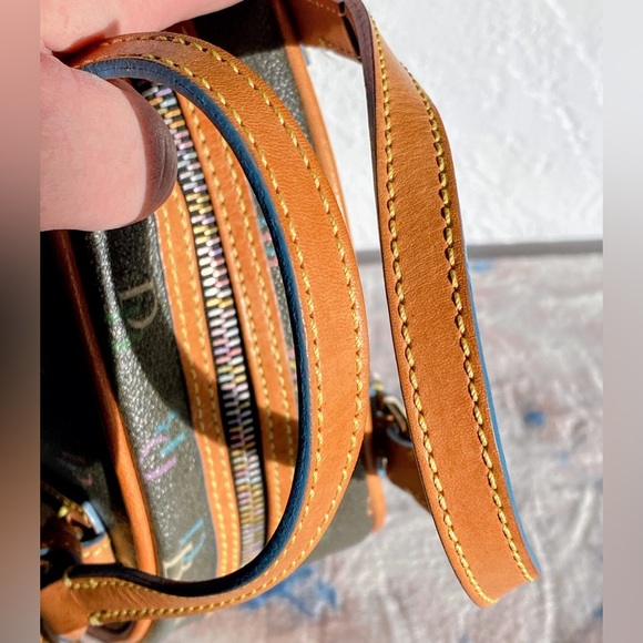 Vintage Y2K Dooney & Bourke Rainbow Monogram Mini Bowler Handbag w/ Heart Charm - Picture 8 of 17